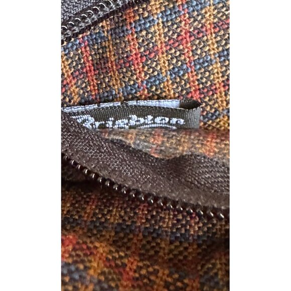 Brighton Black Leather Shoulder Bag 9" x 5" Turquoise Accent Medallion Croc Trim - Picture 5 of 8